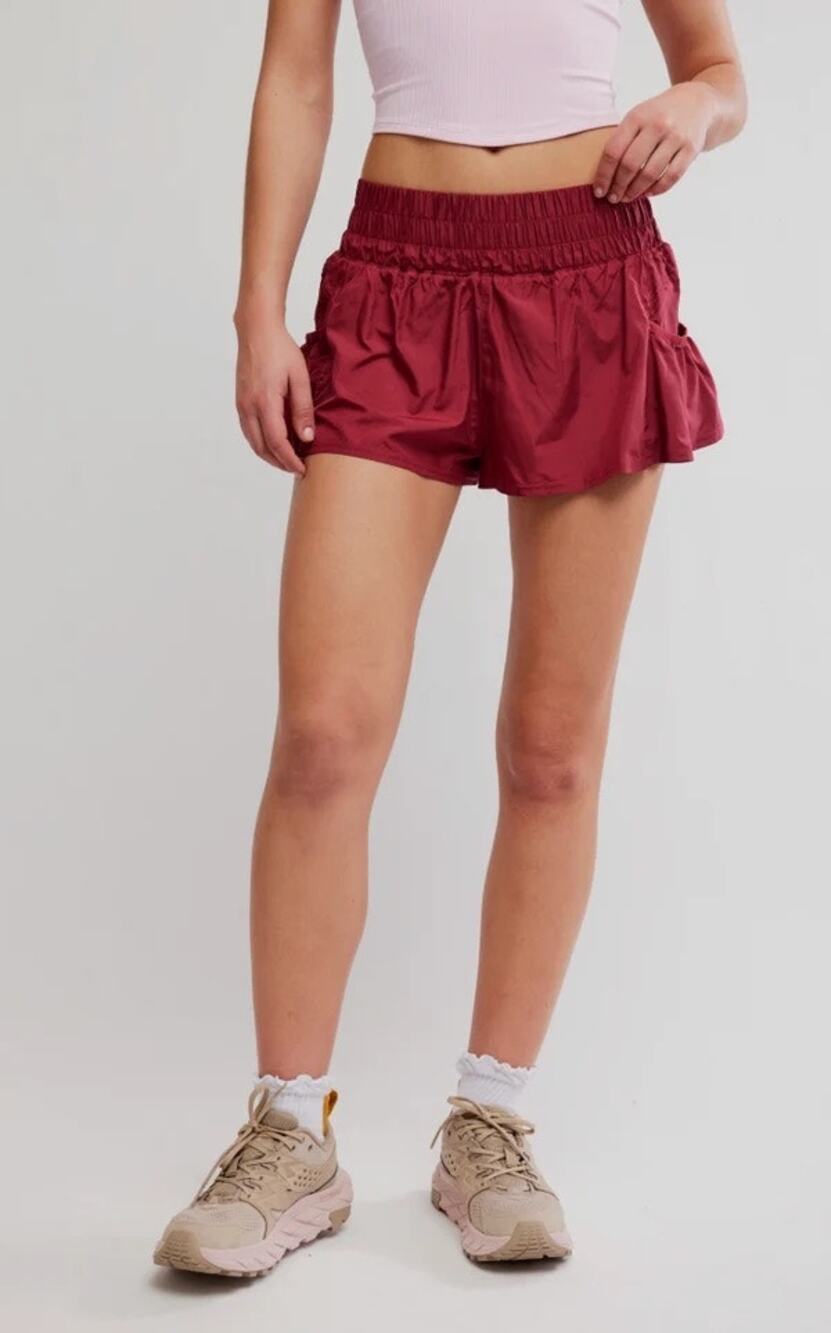 Free People Movement Get Your Flirt On Shorts Sz M Red Athletic Active Nice!